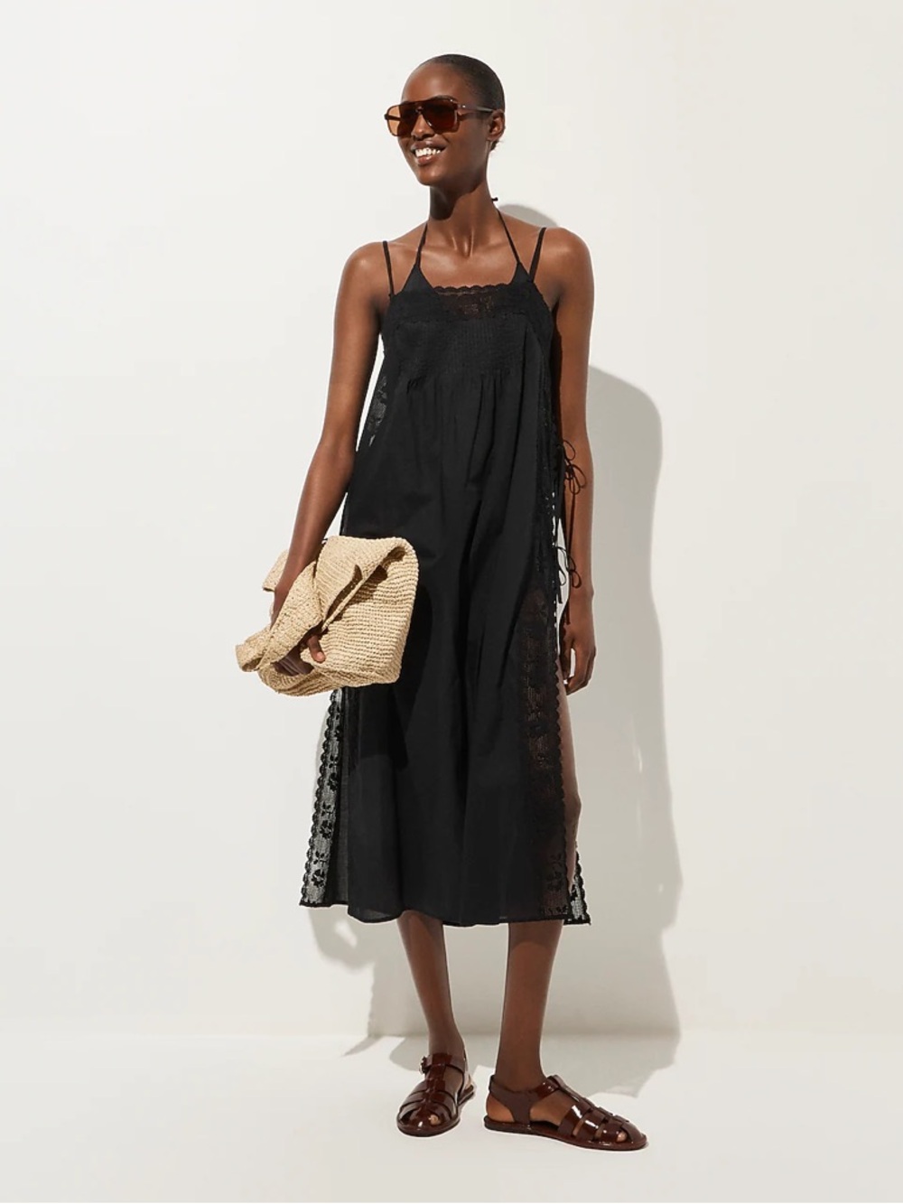 NWT J. Crew Cotton Voile Lace-trim Sundress Black